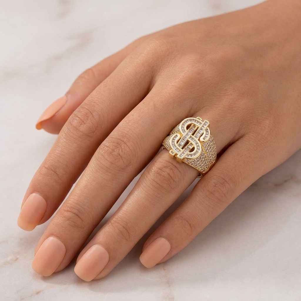 Big Daddy Money Team Baguette Iced Out Ring