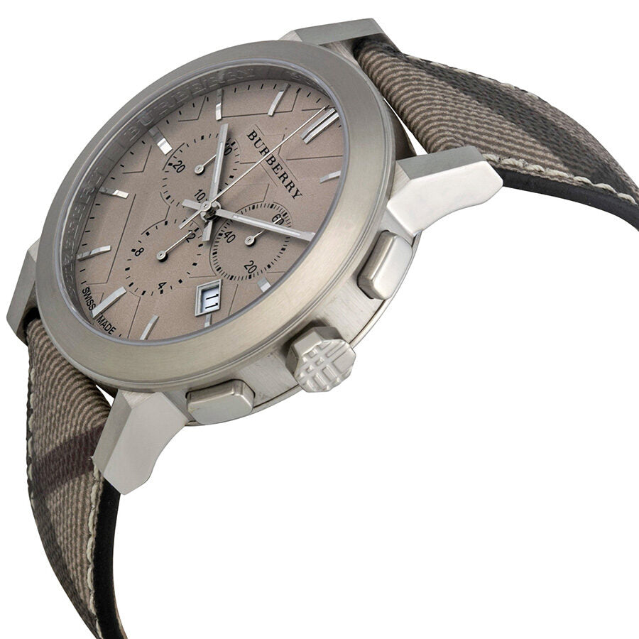 Burberry Brown Impressed Check Dial Check Fabric Strap Men's Watch BU9361 - The Watches Men & CO #2