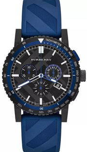 Burberry The City Sport Chronograph Black Dial Blue Rubber Strap Watch For Men - BU9807 BU9807 - Image 1