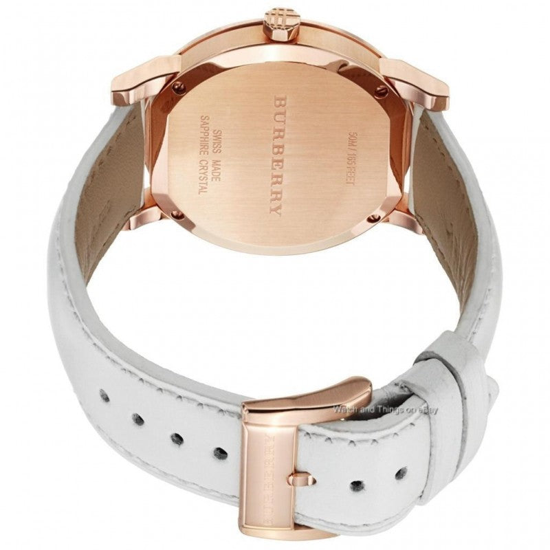 Burberry Unisex Large Check White Leather Unisex Watch BU9012 - The Watches Men & CO #3