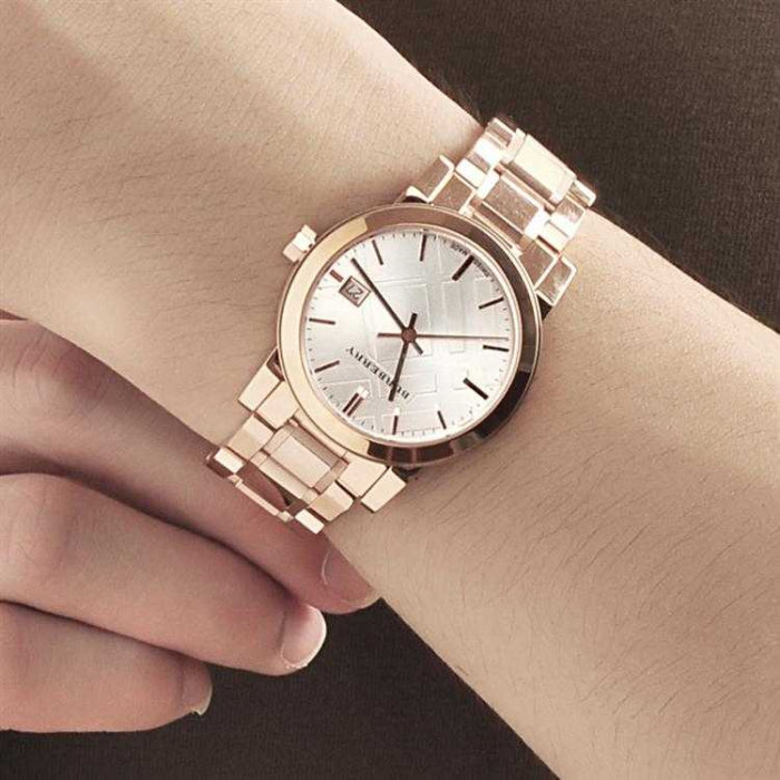 Burberry Swiss Rose Gold Stainless Steel White Dial Women's Watch BU9104