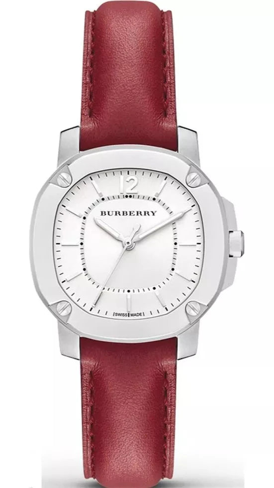 Burberry Brit The Britain White Dial Red Leather Strap Watch for Women - BBY1705 BBY1705 - Image 1