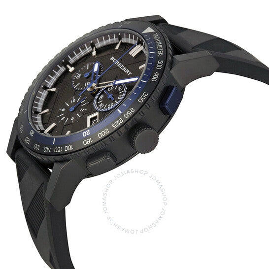 Burberry The City Chronograph Black Dial Black Rubber Strap Watch For Men - BU9806 BU9806 - Image 2