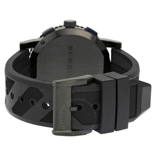 Burberry The City Chronograph Black Dial Black Rubber Strap Watch For Men - BU9806 BU9806 - Image 4