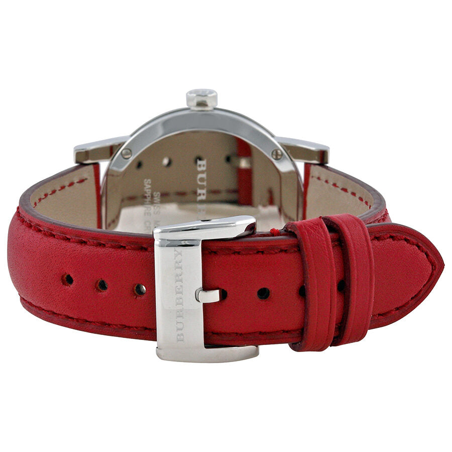 Burberry White Silver Dial Red Leather Ladies Watch BU9129 - The Watches Men & CO #3