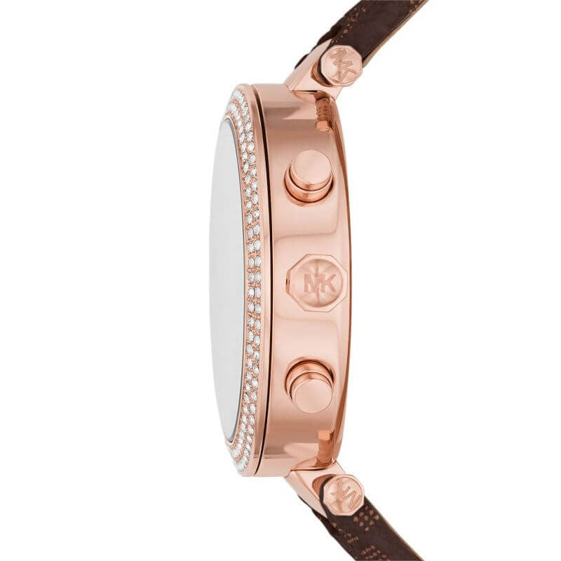 Michael Kors Parker Chronograph White Dial Brown Leather Strap Watch For Women - MK6917 mk6917 - Image 3