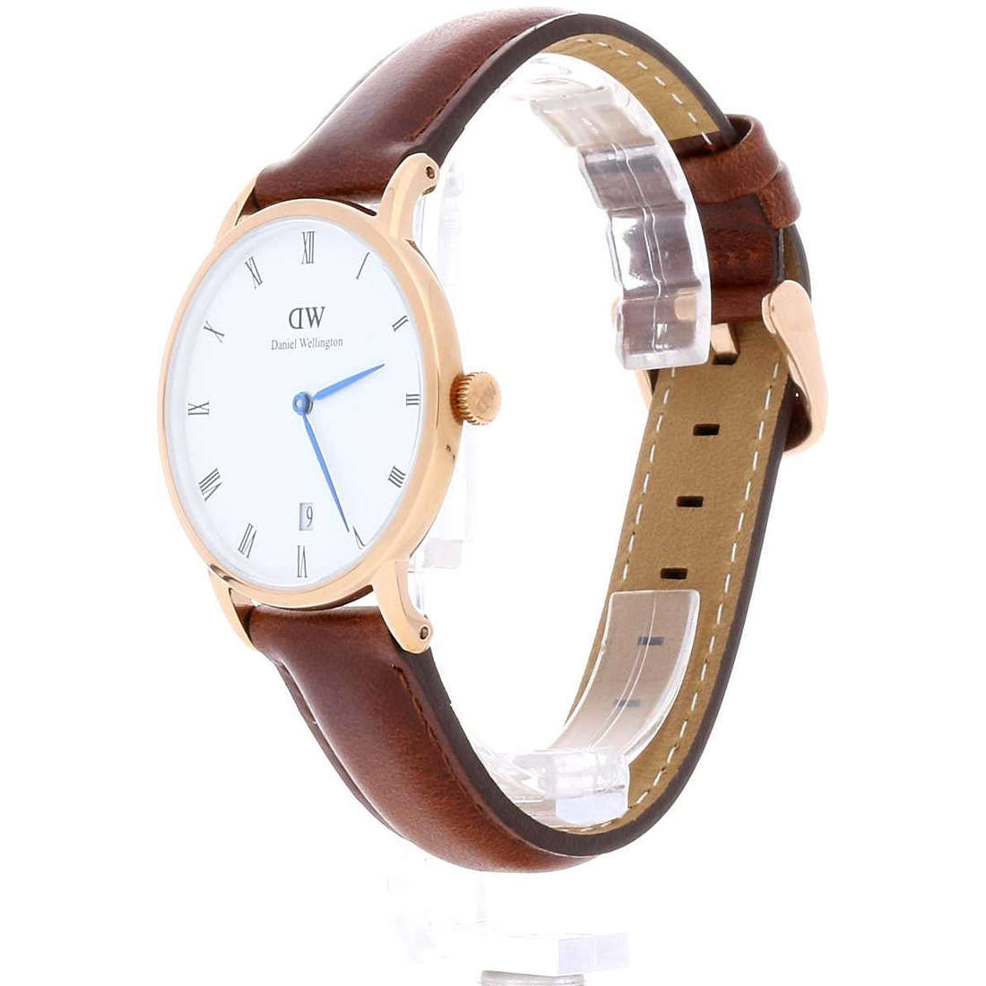 Daniel Wellington Dapper St Mawes 38mm White Dial Brown Genuine Leather Gold Date Watch - DW00100091