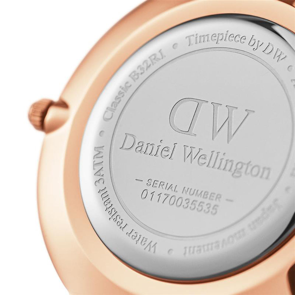 Daniel Wellington Petite Bristol 32mm White Dial Brown Genuine Leather Women's Watch - DW00100171