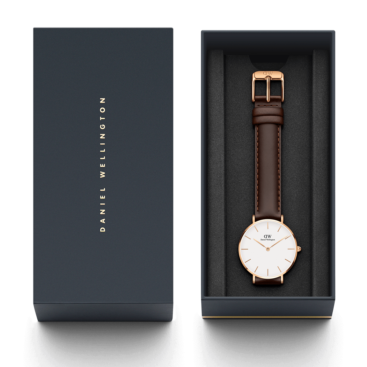 Daniel Wellington Petite Bristol 32mm White Dial Brown Genuine Leather Women's Watch - DW00100171