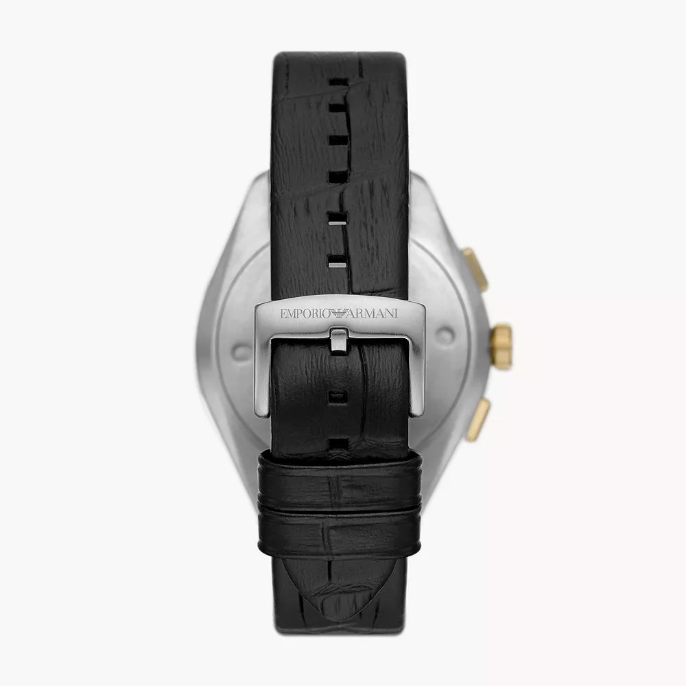 Emporio Armani Chronograph Black Leather Men's Watch AR11498 - The Watches Men & CO #4