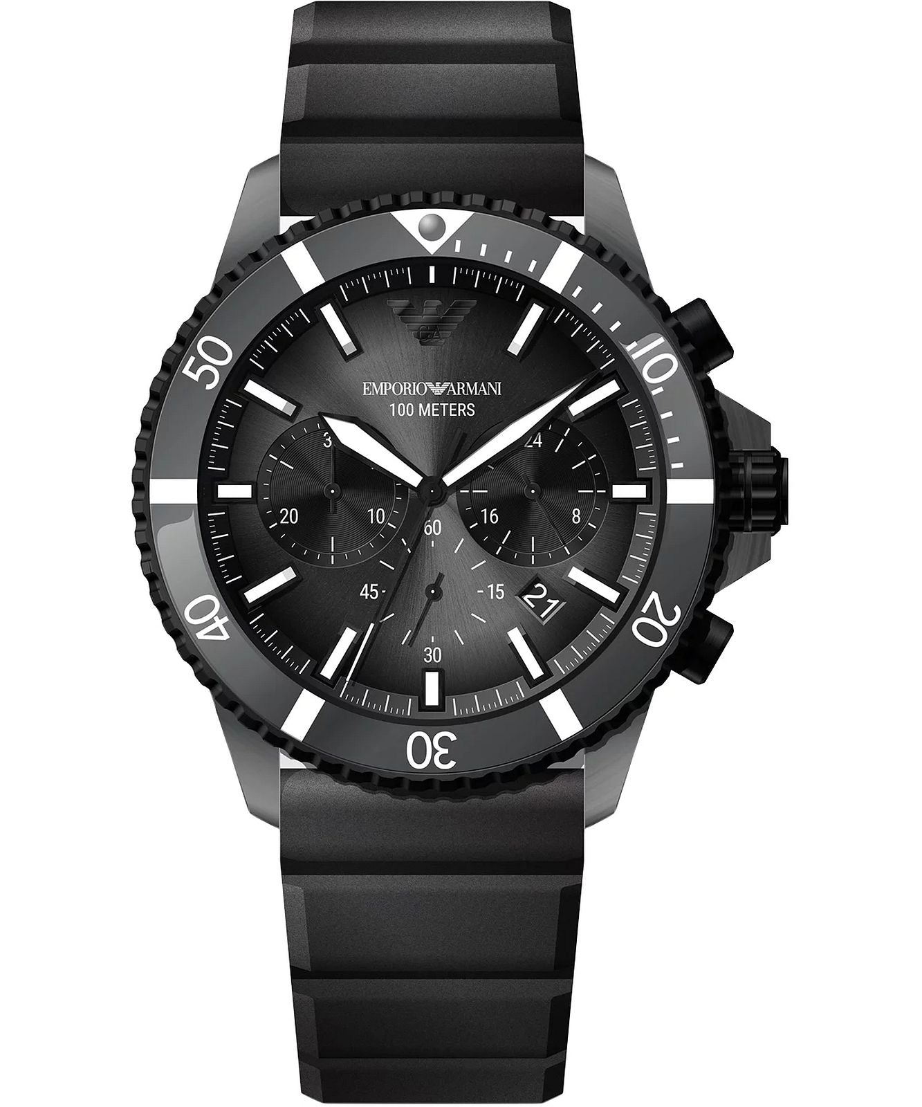Emporio Armani Chronograph Black Silicone Men's Watch AR11515