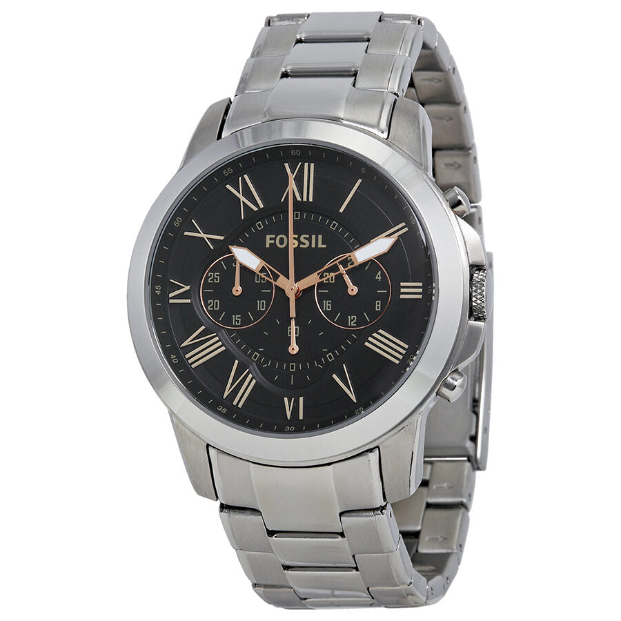 Fossil Grant Chronograph Black Dial Stainless Steel Men's Watch - FS4994