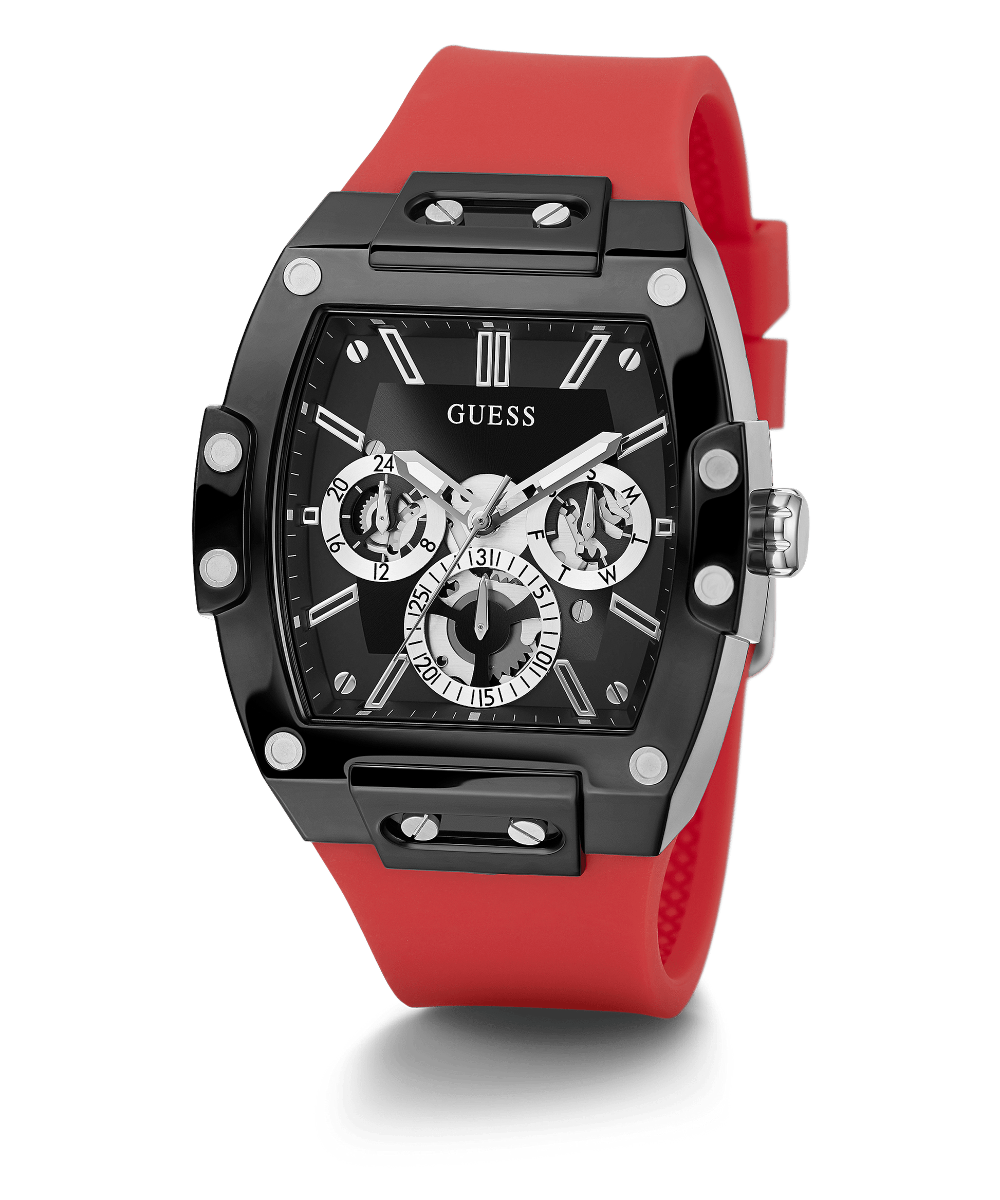 Guess Black Case Red Silicone Men’s Watch GW0203G4 - Watch