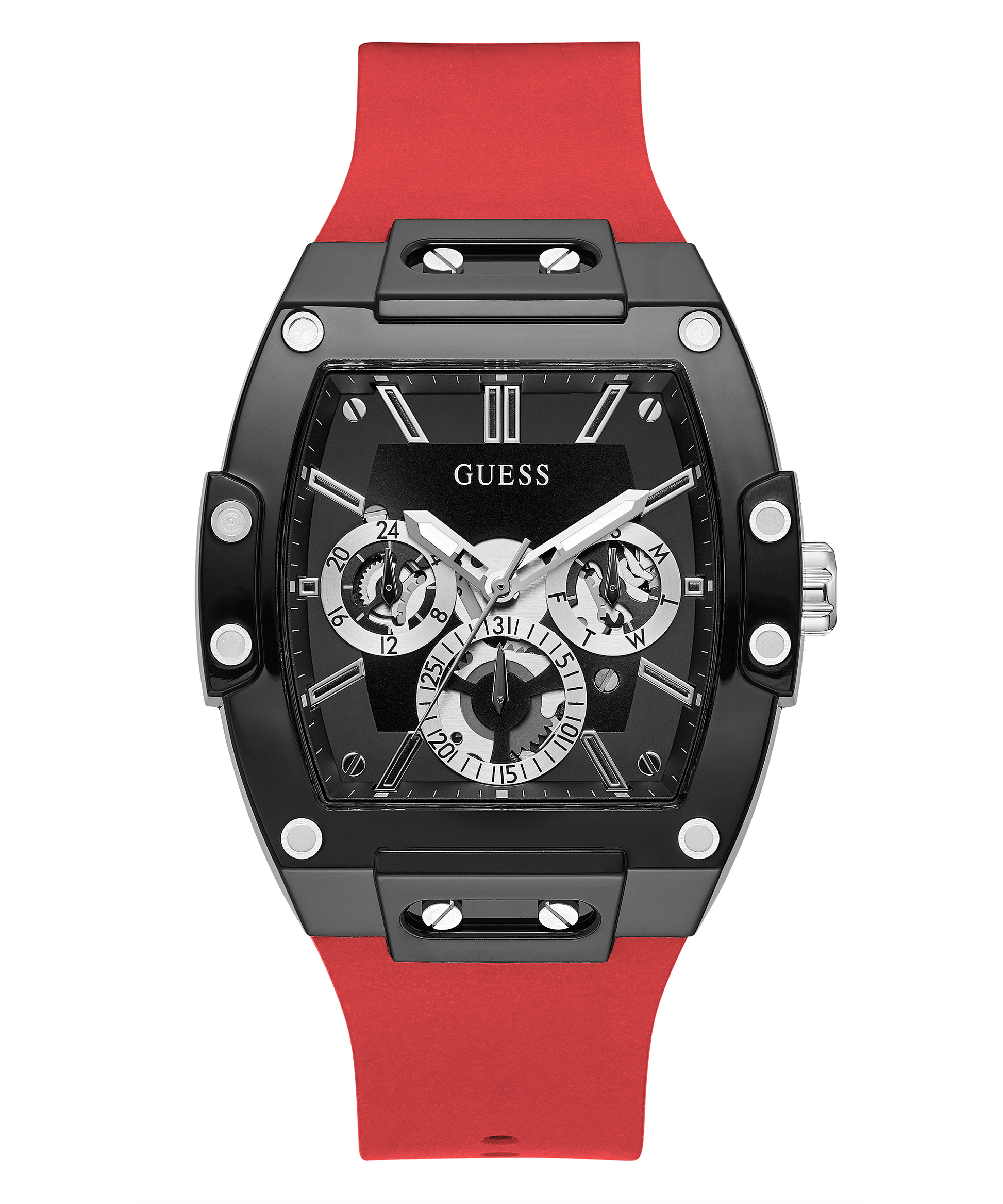 Guess Black Case Red Silicone Men’s Watch GW0203G4 - Watch