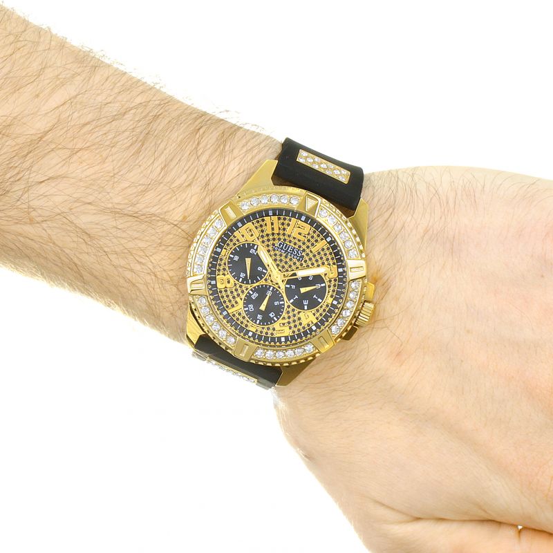 Guess Crystal-Covered Dial Silicone Strap Men’s Watch W1132G1 - Watch