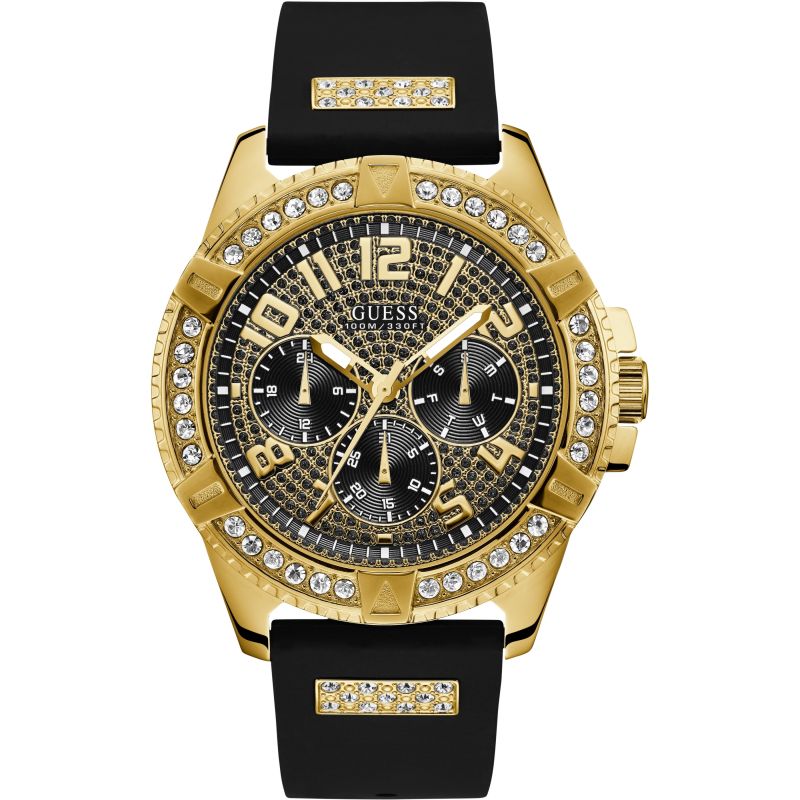 Guess Crystal-Covered Dial Silicone Strap Men’s Watch W1132G1 - Watch