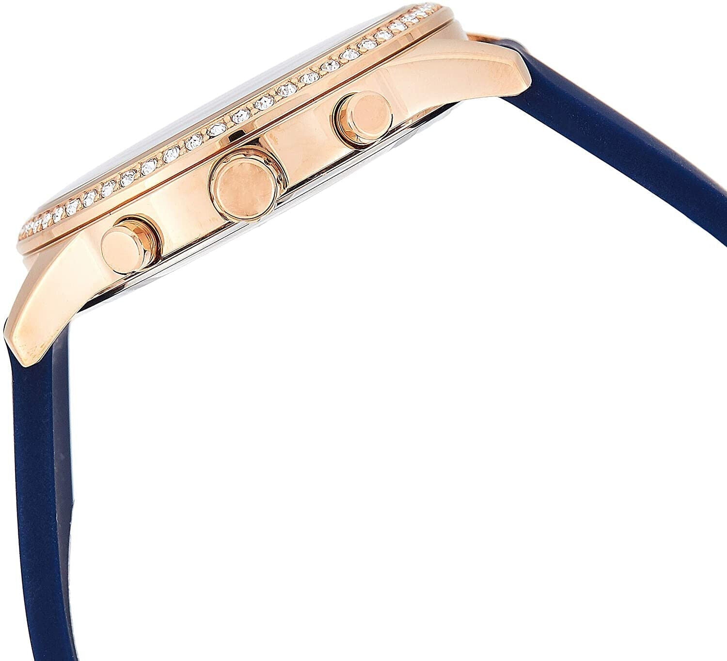 Guess Crystal Silver Dial Blue Silicone Ladies Watch W1135L3 - Watch