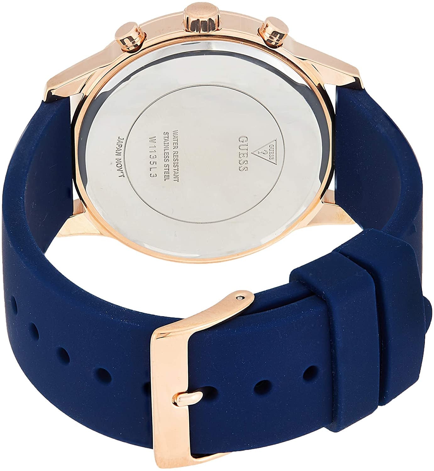 Guess Crystal Silver Dial Blue Silicone Ladies Watch W1135L3 - Watch