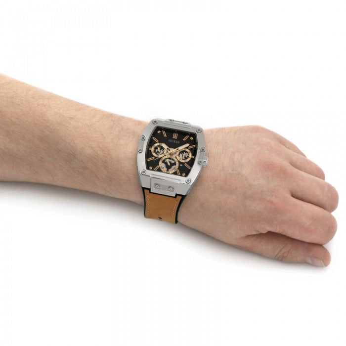 Guess Phoenix Beige Leather Strap Men’s Watch GW0202G3 - Watch