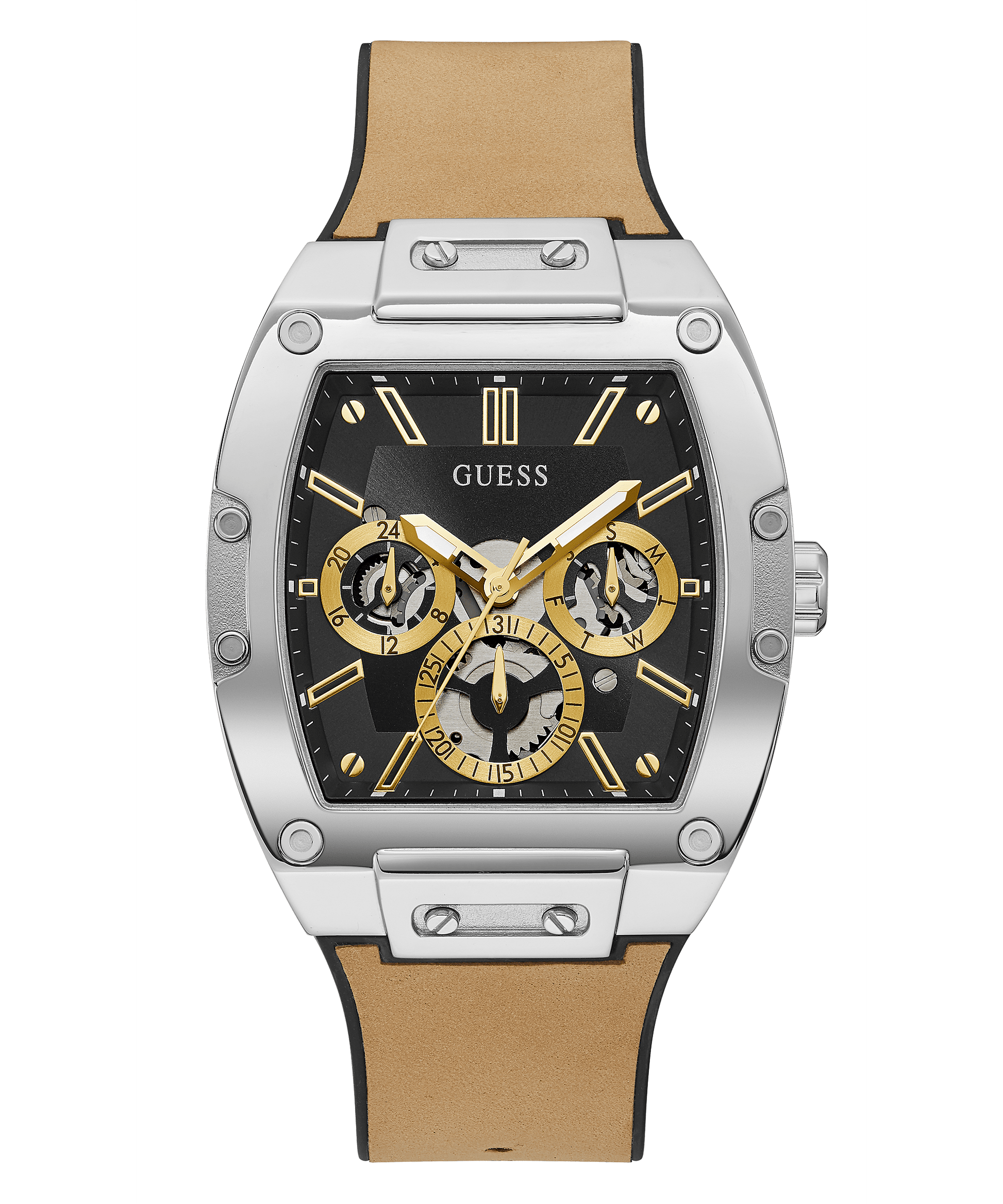Guess Phoenix Beige Leather Strap Men’s Watch GW0202G3 - Watch