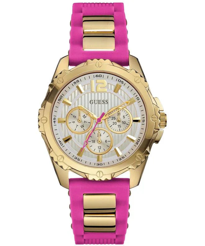 Guess Pink & Gold Silicone Strap Women’s Watch W0325L3 - Watch