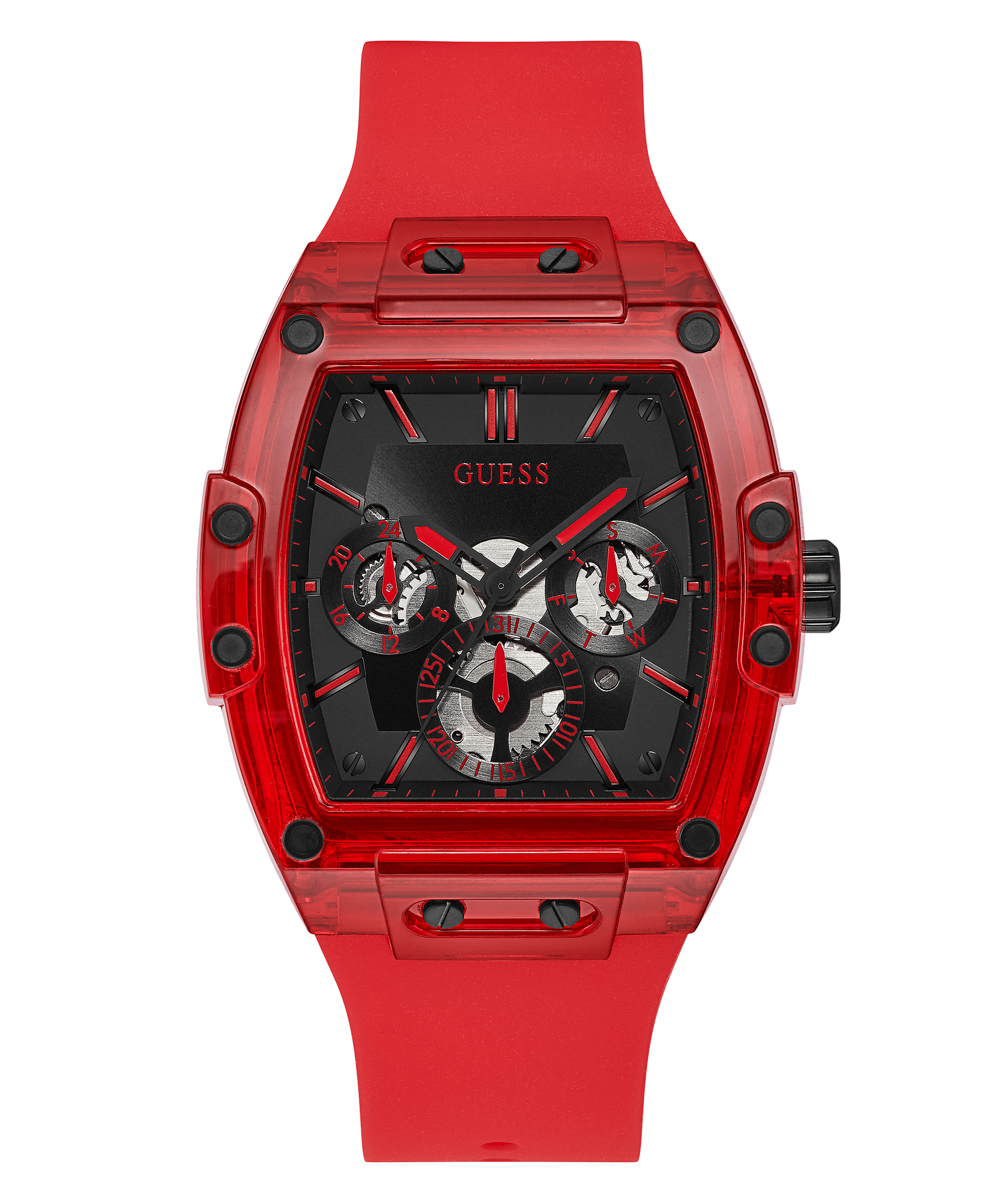 Guess Red Case Silicone Men’s Watch GW0203G5 - Watch