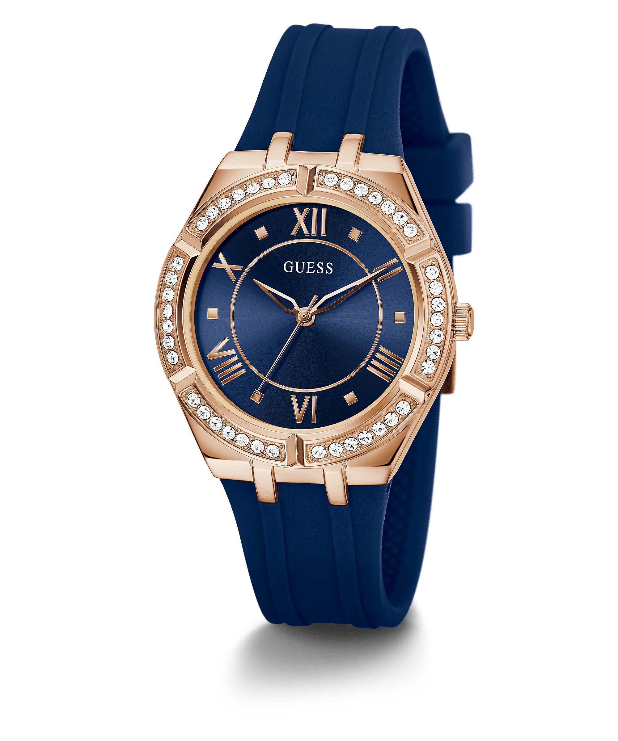 Guess Rose Gold Cosmo Blue Strap Women’s Watch GW0034L4 - Watch
