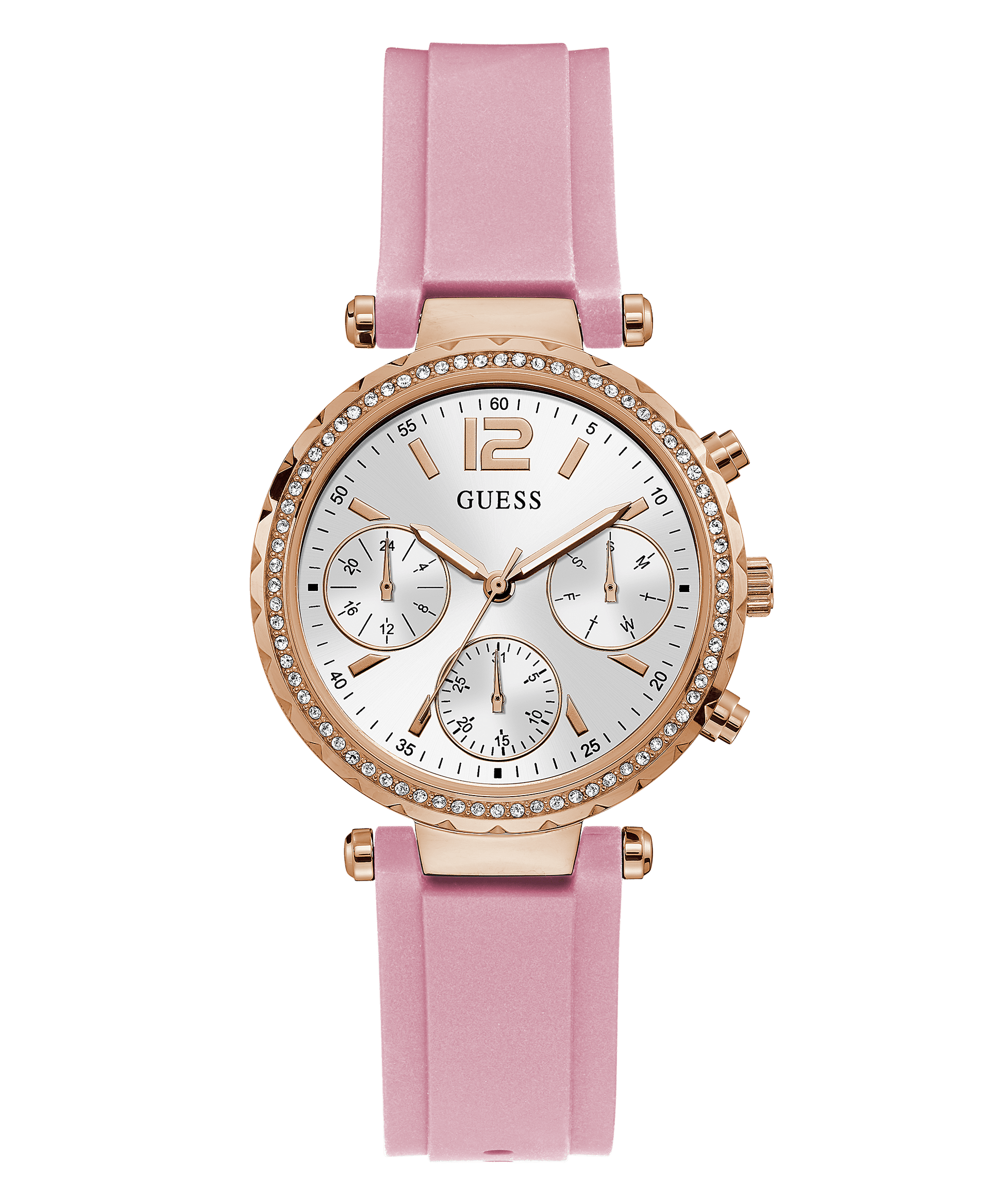 Guess Solstice Rose Gold Silicone Women’s Watch GW0113L4 - Watch