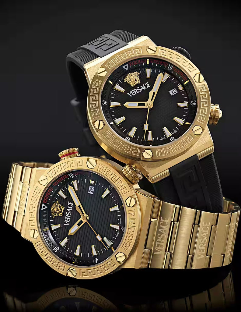 Versace Greca Logo Quartz Black Dial Gold Steel Strap Watch for Men - VE8G00624 VE8G00624 - Image 6