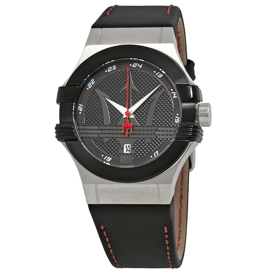 Maserati Potenza Black Dial Black Leather Men's Watch R8851108001 - Kiwi Watches