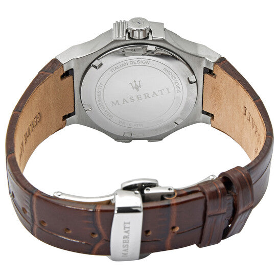 Maserati Potenza Silver Dial Brown Leather Ladies Watch R8851108506 - Watch