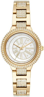 Brand New MK6567 Mini ANIG Pave Gold Tone White Dial Women's Watch