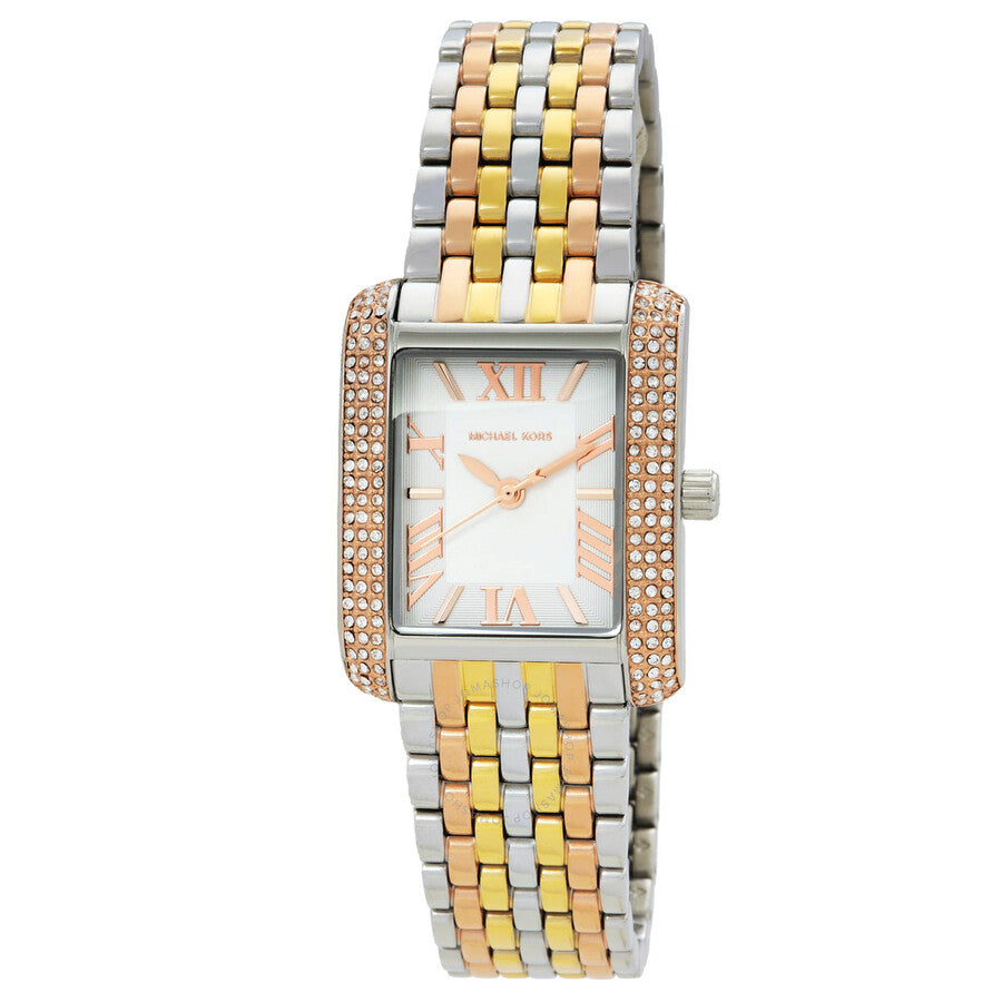 Michael Kors Emery Tri-Tone Quartz Crystal White Dial Ladies Watch MK4744 - Kiwi Watches