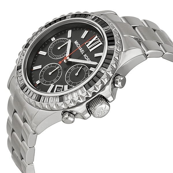 Michael Kors Everest Chronograph Black Dial Stainless Steel Ladies Watch MK5753