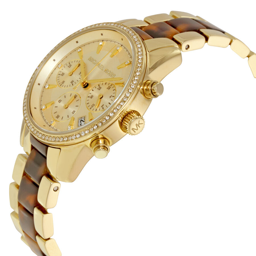 Michael Kors Ritz Chrongraph Champagne Dial Ladies Watch MK6322