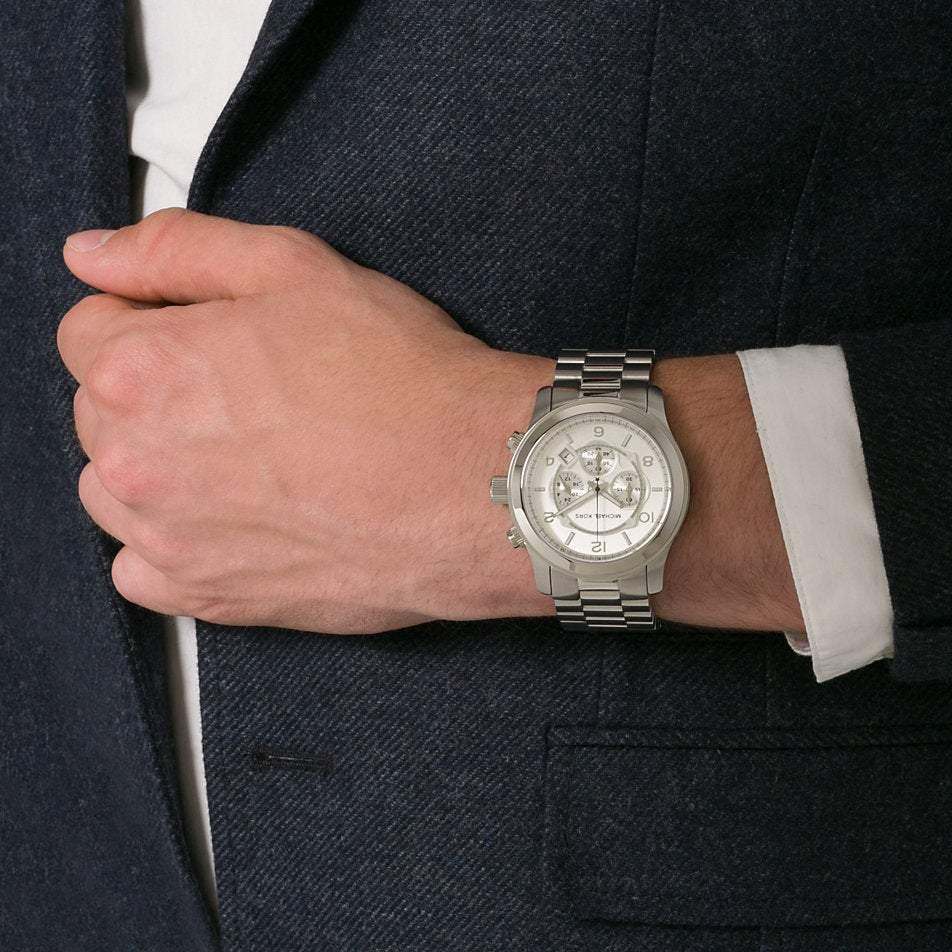 Michael Kors Runway Chronograph Silver Men's Watch MK8086 - The Watches Men & CO #6