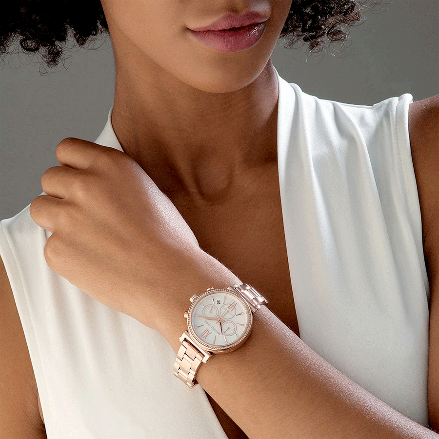 Michael Kors Sofie Chronograph Crystal Mother of Peal Dial Ladies Watch MK6576 - Watch