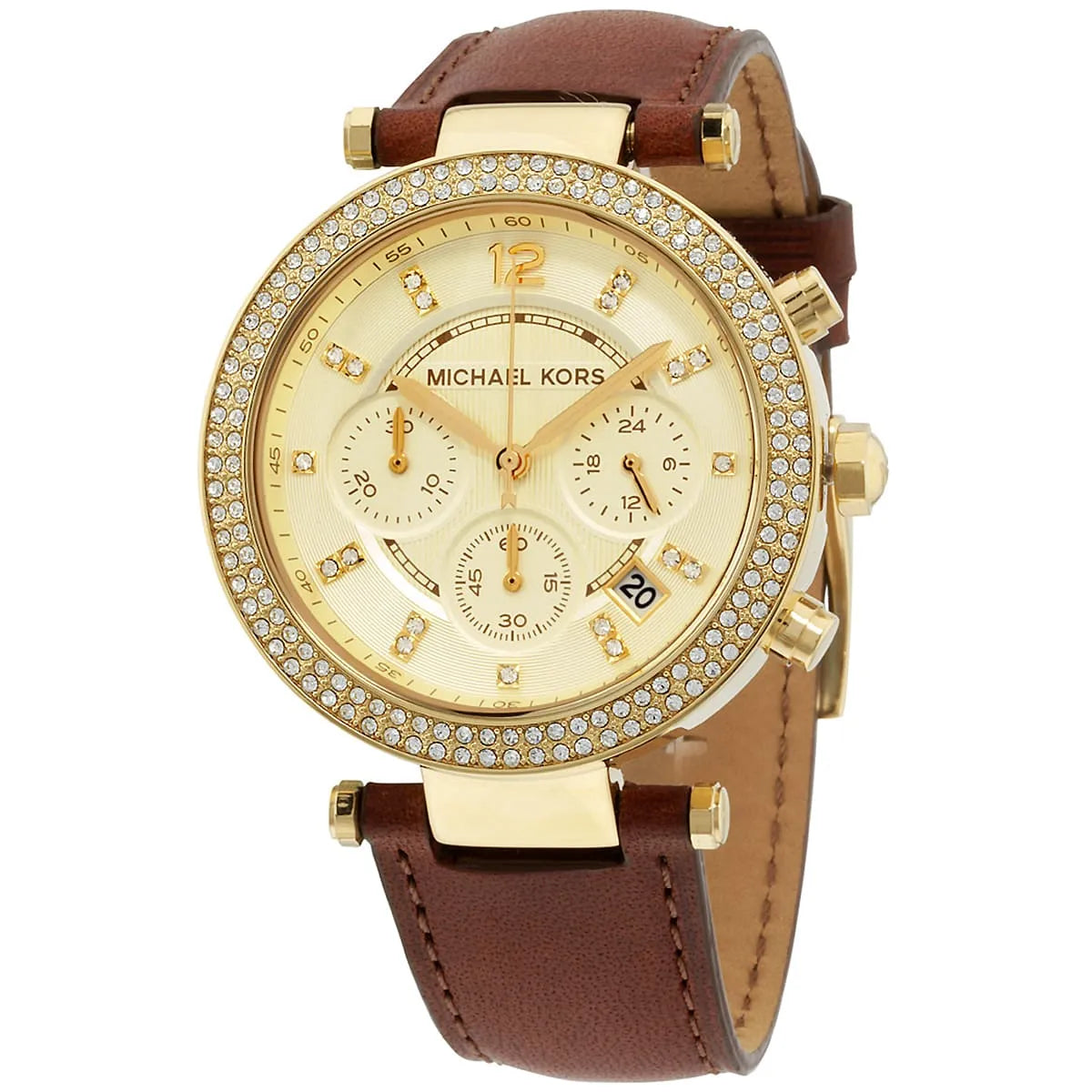 Michael Kors Parker Champagne Gold Dial Brown Leather Strap Watch for Women - MK2249 MK2249 - Image 3