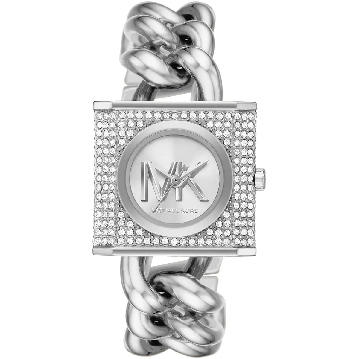 Michael Kors Mini Lock Pavé Silver-Tone Chain Women's Watch - MK4718