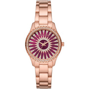 Michael Kors Layton Three Hand Red Dial Rose Gold Steel Strap Watch For Women - MK6893 mk6893 - Image 1