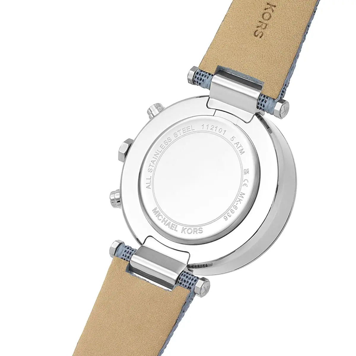 Michael Kors Parker Chronograph White Dial Blue Genuine Leather Women's Watch - MK6936