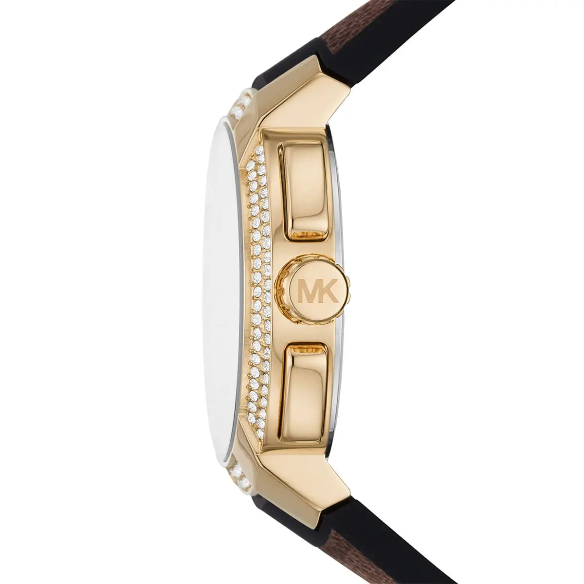 Michael Kors Sidney Logo Pattern Dial Brown Genuine Leather Women's Watch-  MK6948