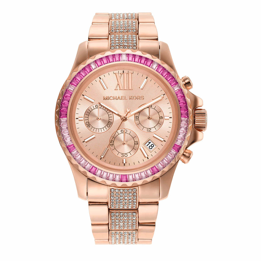 Michael Kors Oversized Everest Pavé Rose Gold-Tone Women's Watch - MK7211