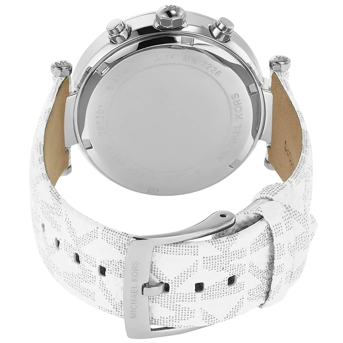 Michael Kors Parker Pavé Chronograph Silver Optic White PVC Women's Watch - MK7226