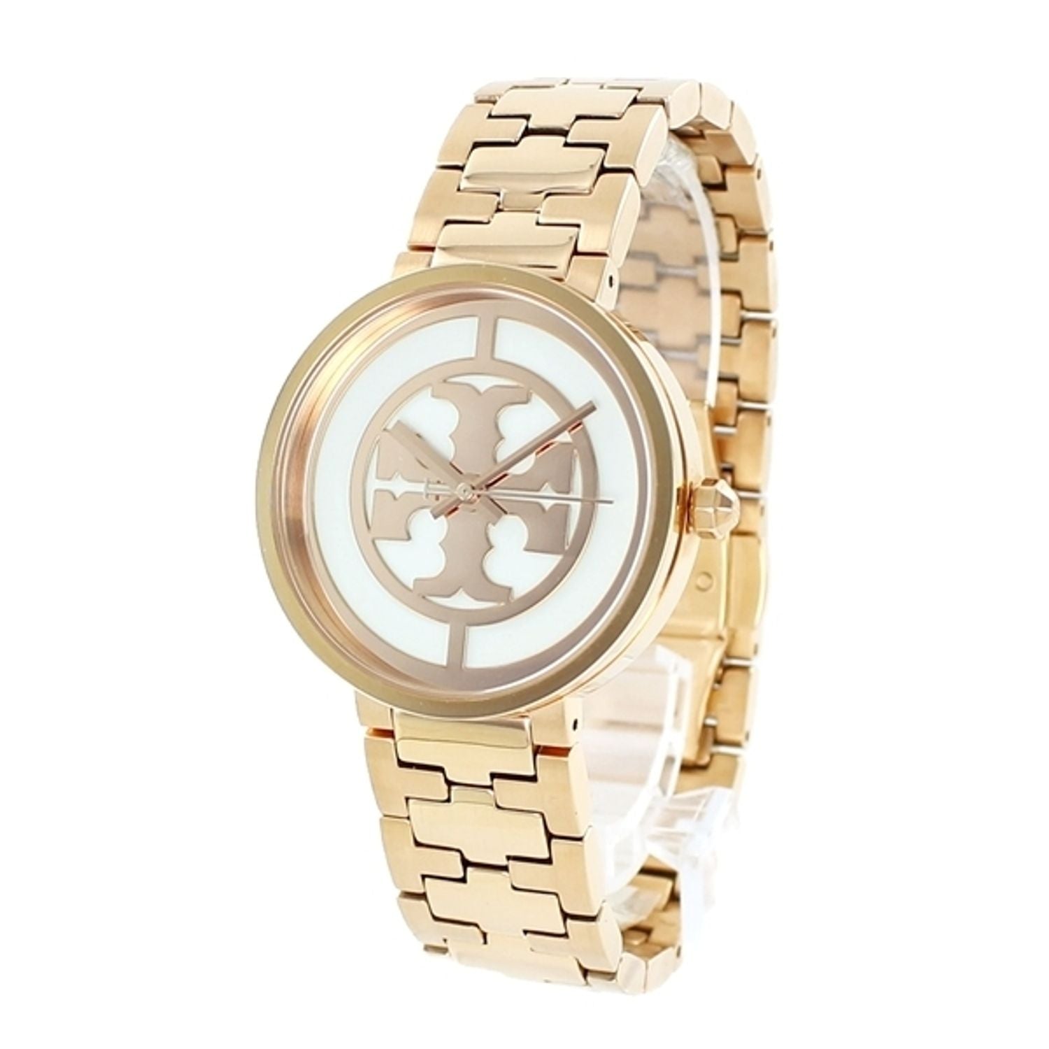Tory Burch Reva Rose Gold-Tone Stainless Steel Bracelet Watch Women's Watch TBW4028