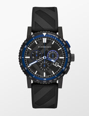 Burberry The City Chronograph Black Dial Black Rubber Strap Watch For Men - BU9806 BU9806 - Image 1