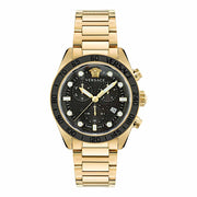 Versace Greca Dome Chronograph Black Dial Gold Steel Strap Watch for Men - VE6K00523 VE6K00523 - Image 1