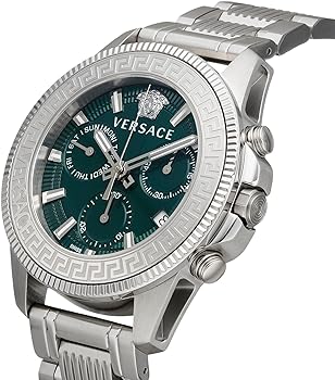 Versace Greca Action Chronograph Quartz Green Dial Silver Steel Strap Watch for Men - VE3J00422 VE3J00422 - Image 3