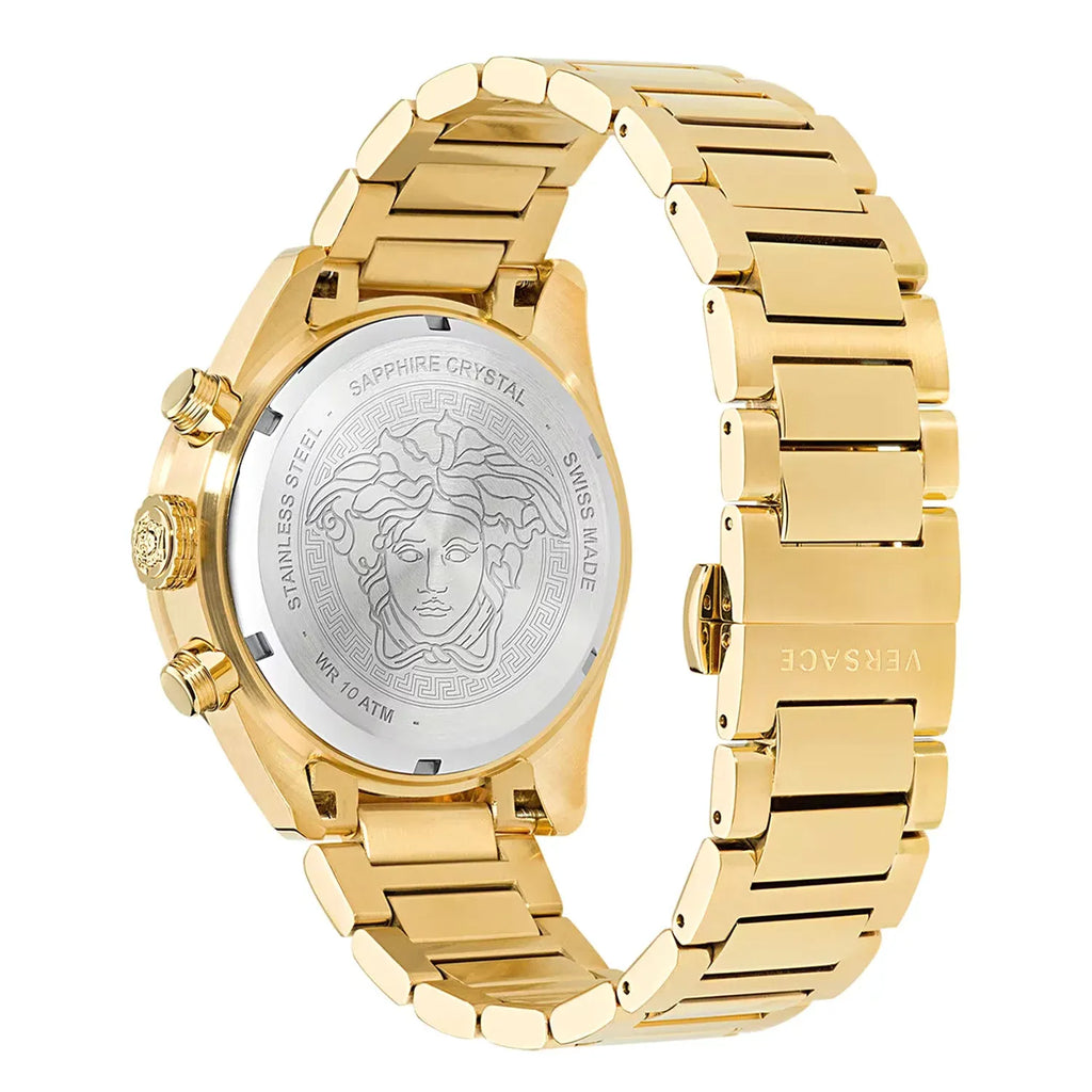 Versace Greca Dome Chronograph Black Dial Gold Steel Strap Watch for Men - VE6K00523 VE6K00523 - Image 7
