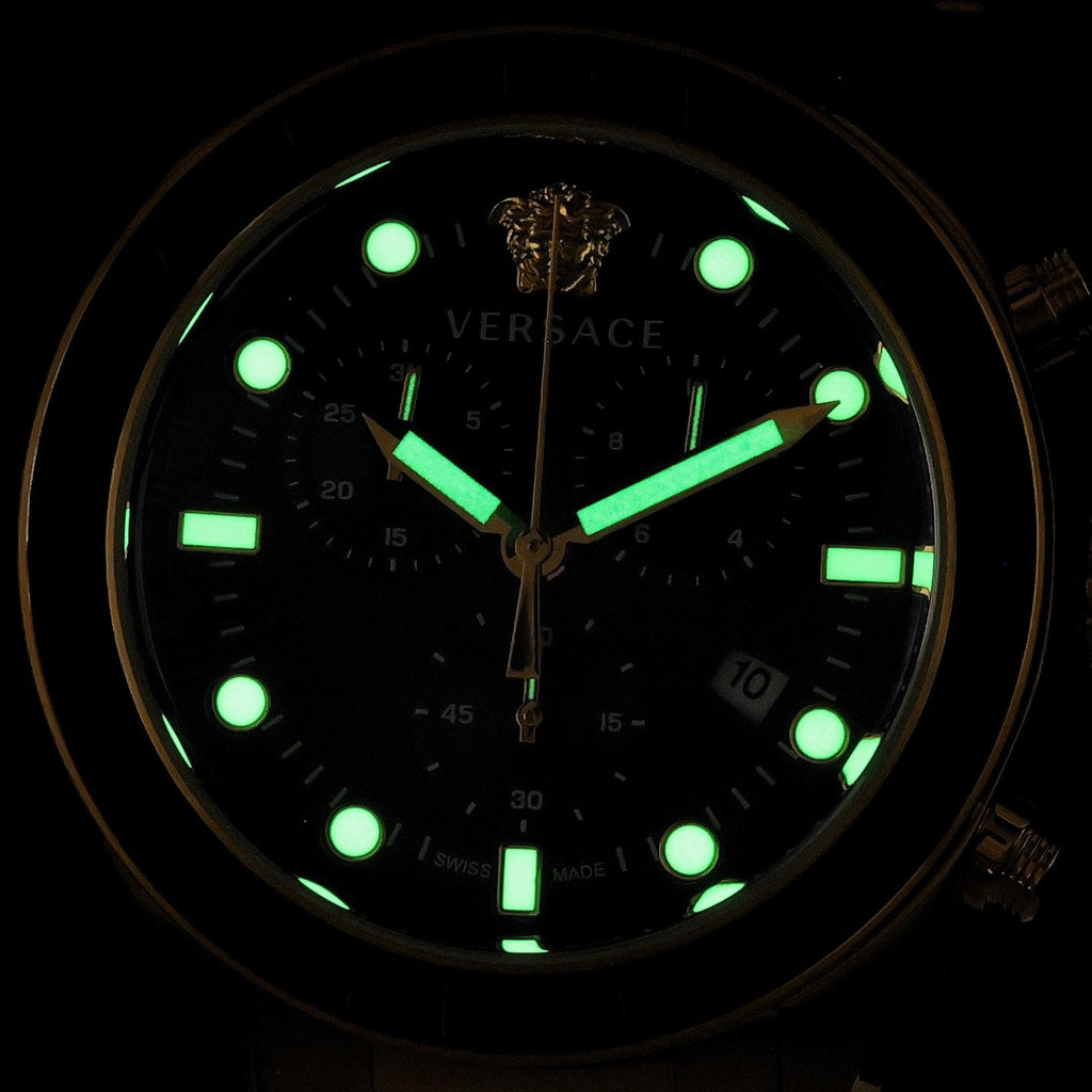 Versace Greca Dome Chronograph Black Dial Gold Steel Strap Watch for Men - VE6K00523 VE6K00523 - Image 9